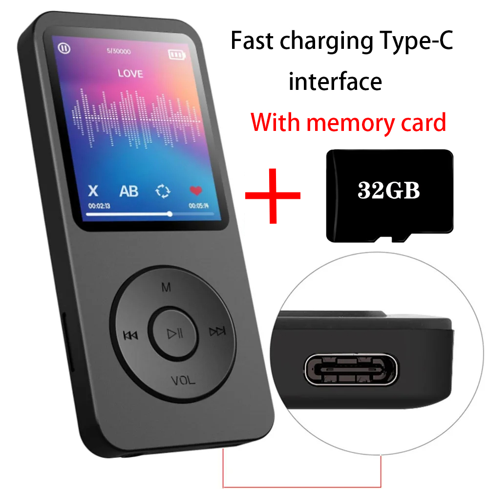 Audio Music Recorder - MP3 Player Type-C Interface Fast Charging