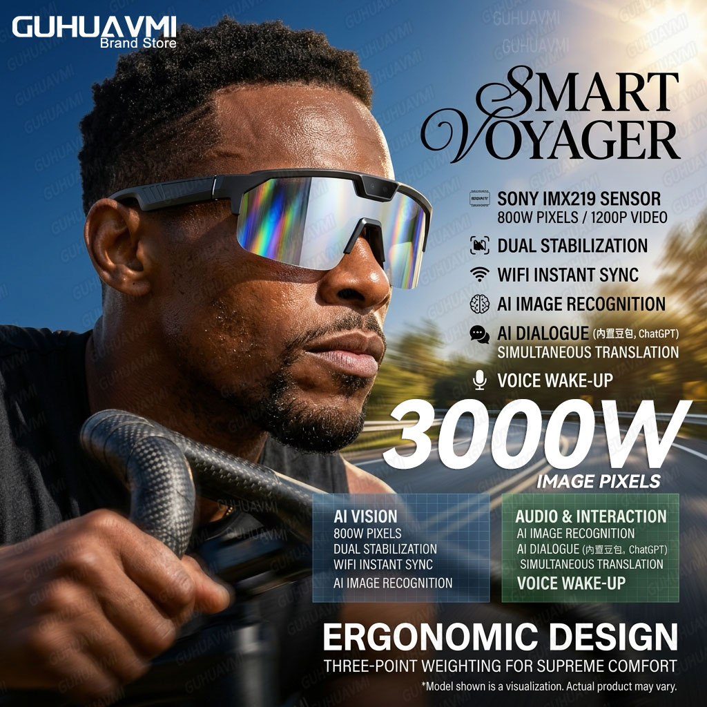 Audio Music For Video - Photochromic Smart Glasses 1200P HD Camera