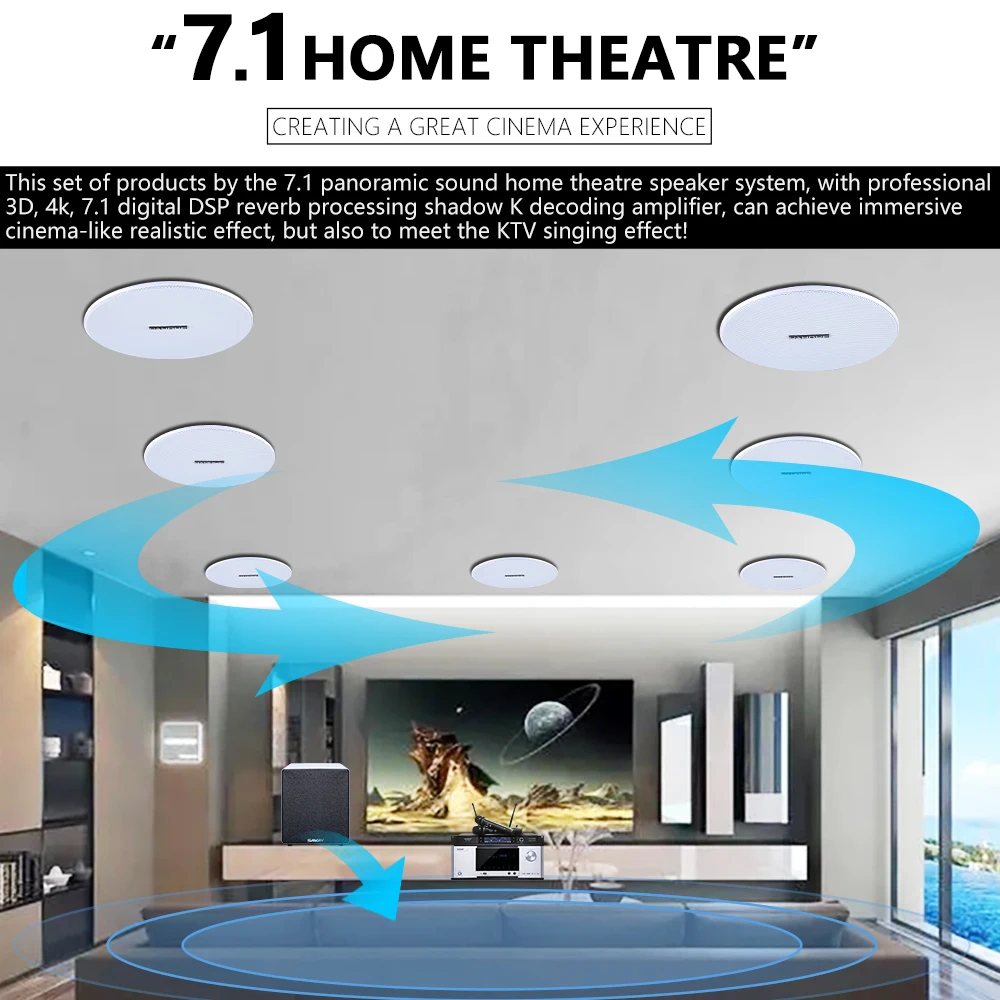 7.1 Home Theater Ceiling Speak - Audio Music In Background review and price