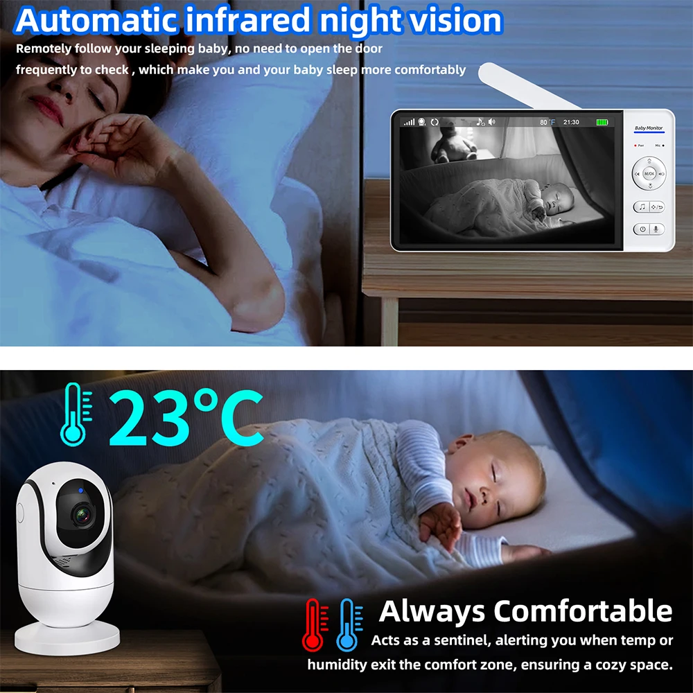 No WiFi 7 Inch Baby Monitor 2- - Audio Music For Video review and price