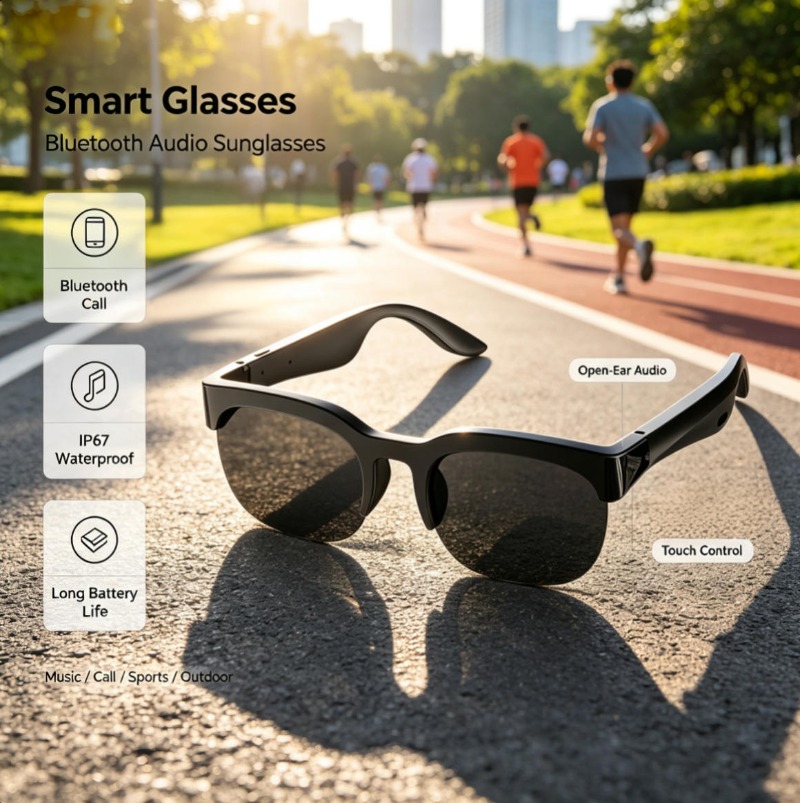 Bluetooth Audio Smart Glasses  - Audio Music For Video review and price