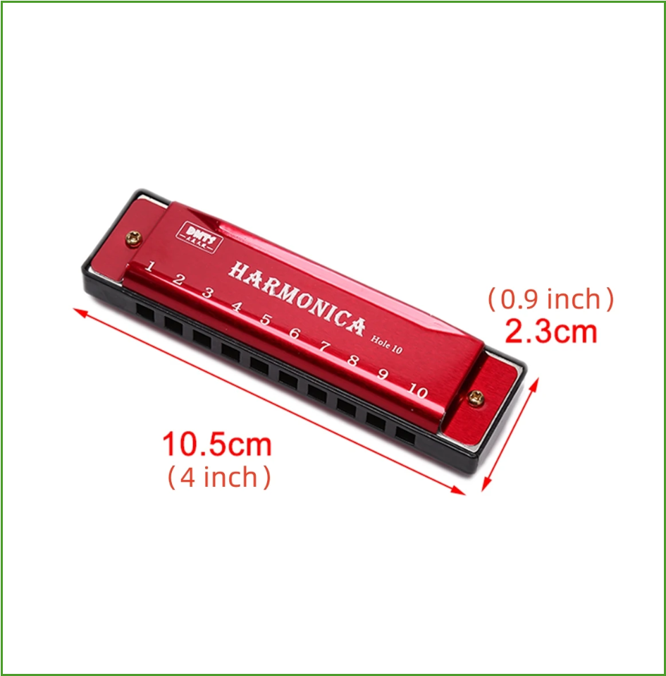 Multicolored Harmonica Key of  - Harmonica 10 Hole review and price