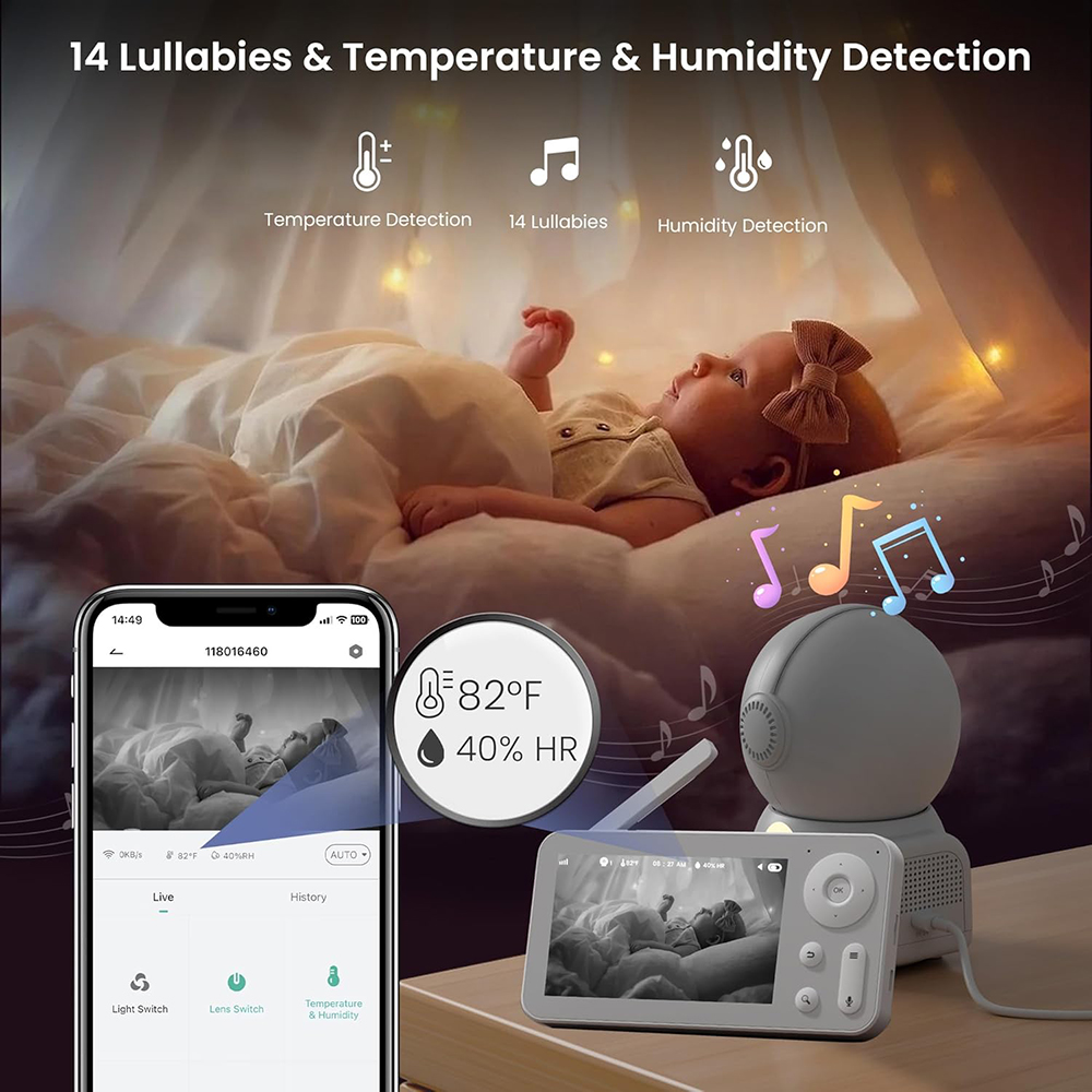 2K Baby Monitor with 2 Cameras - Audio Music For Video review and price